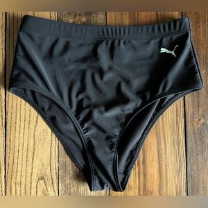 PUMA • new black high-waisted bikini bottom swimsuit swim wear sporty basic S